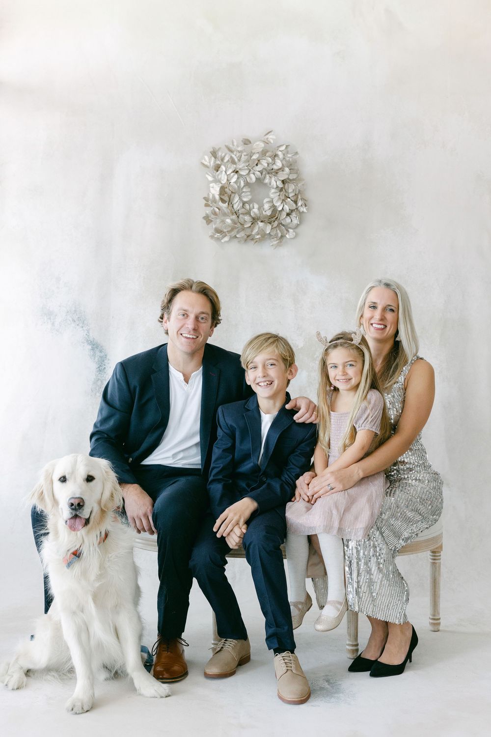 Family in the studio for Holiday Mini Sessions in CT.