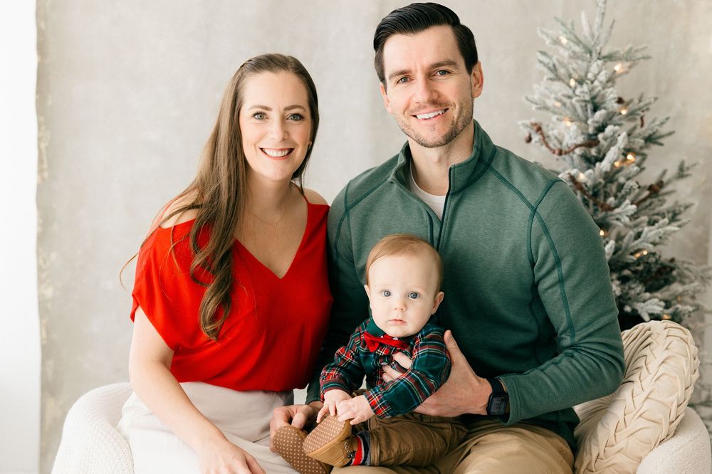 Family in the studio for Holiday Mini Sessions in CT.