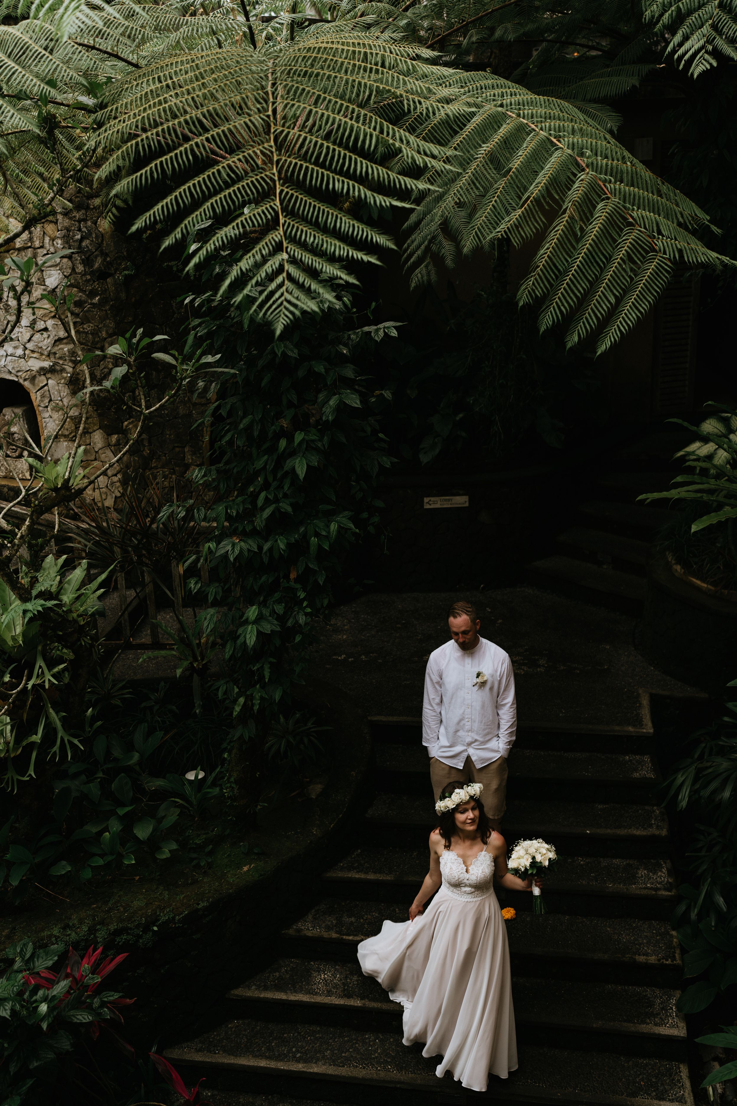 Bali resort wedding photography with jungle view ceremony