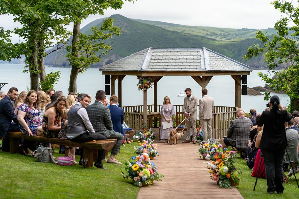 Ceremony area with cliff views out to sea at Watermouth Cove Weddings