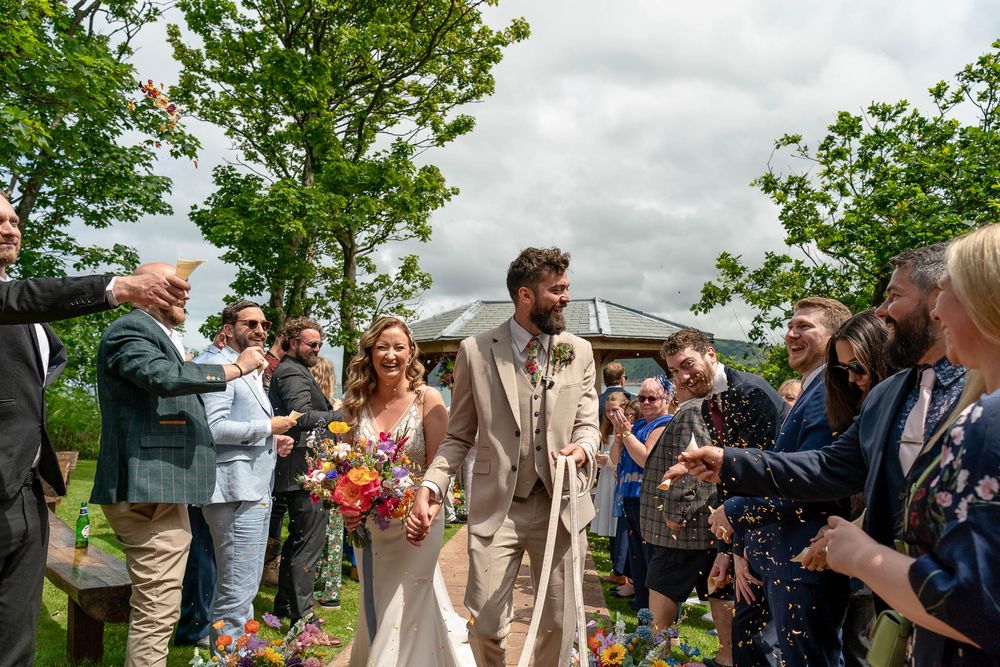 Confetti line at Watermouth Cove Weddings in North Devon