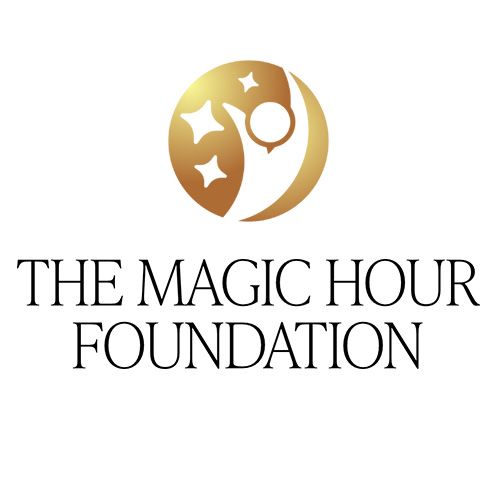 The Magic Hour Foundation logo with gold emblem featuring stars and figure on white background.