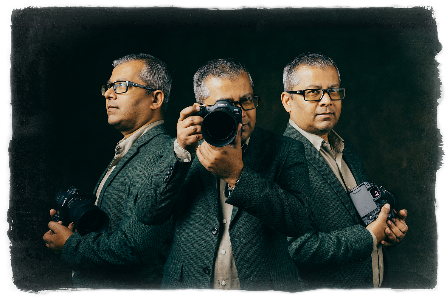 A composite photo of Subramanian PV, founder of Thirdeyestudio Wedding Photography, based in Austin and shooting weddings across US.