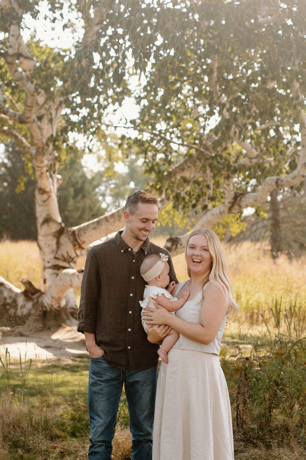 A family of three during their Grand Rapids family session.