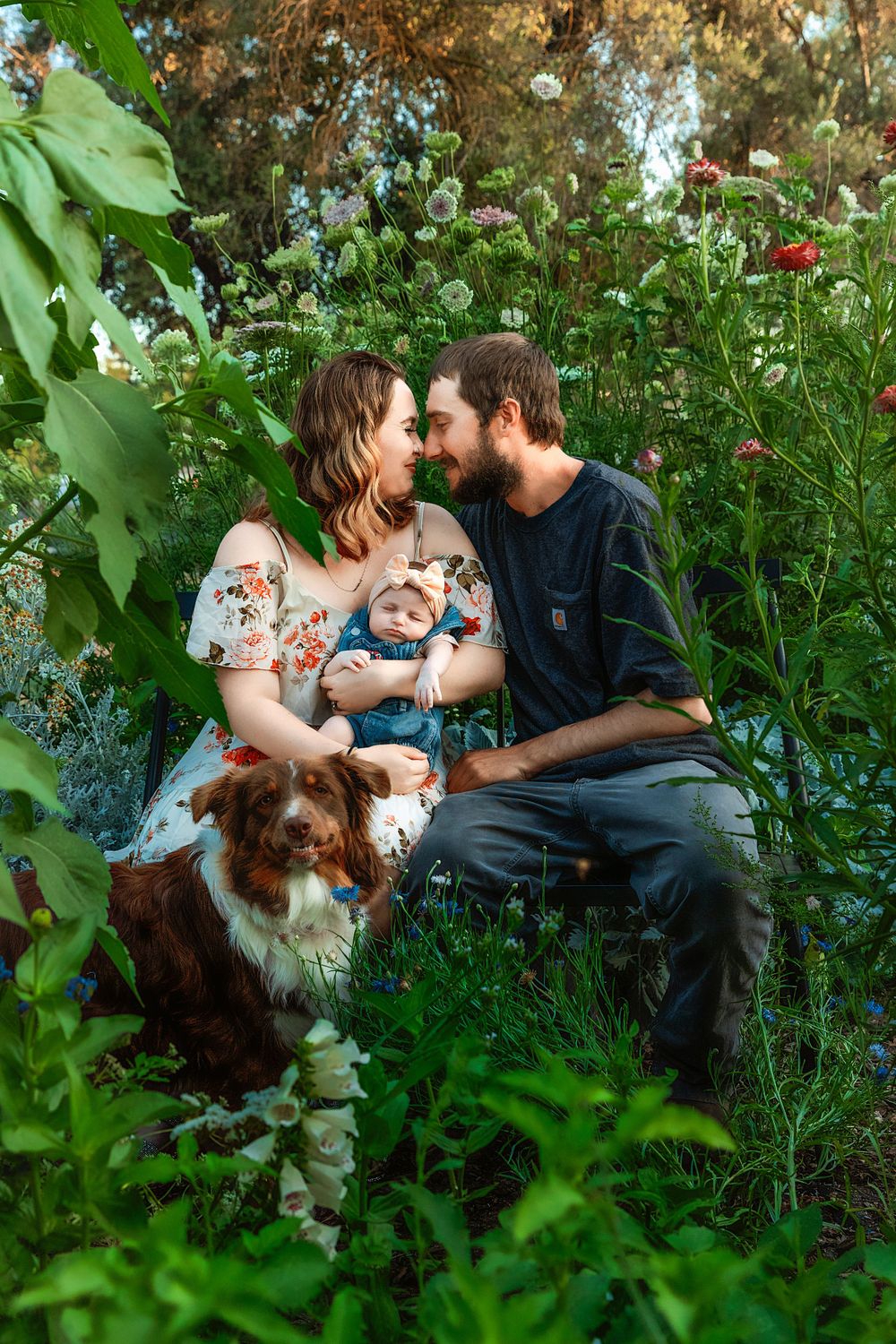 All the love captured of this new family in a beautiful garden near Clovis,ca.