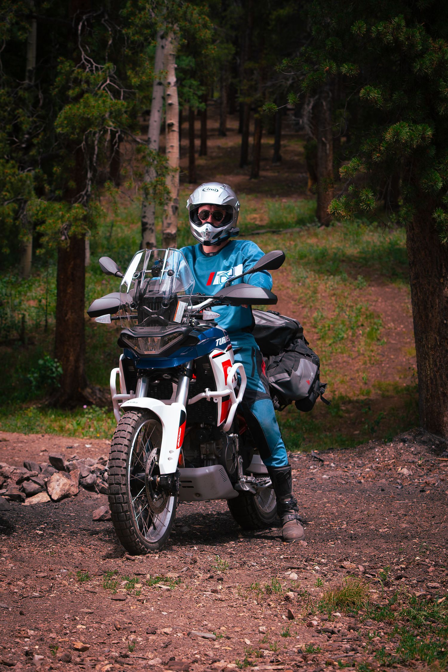 Photograph of a client in motorcycle gear