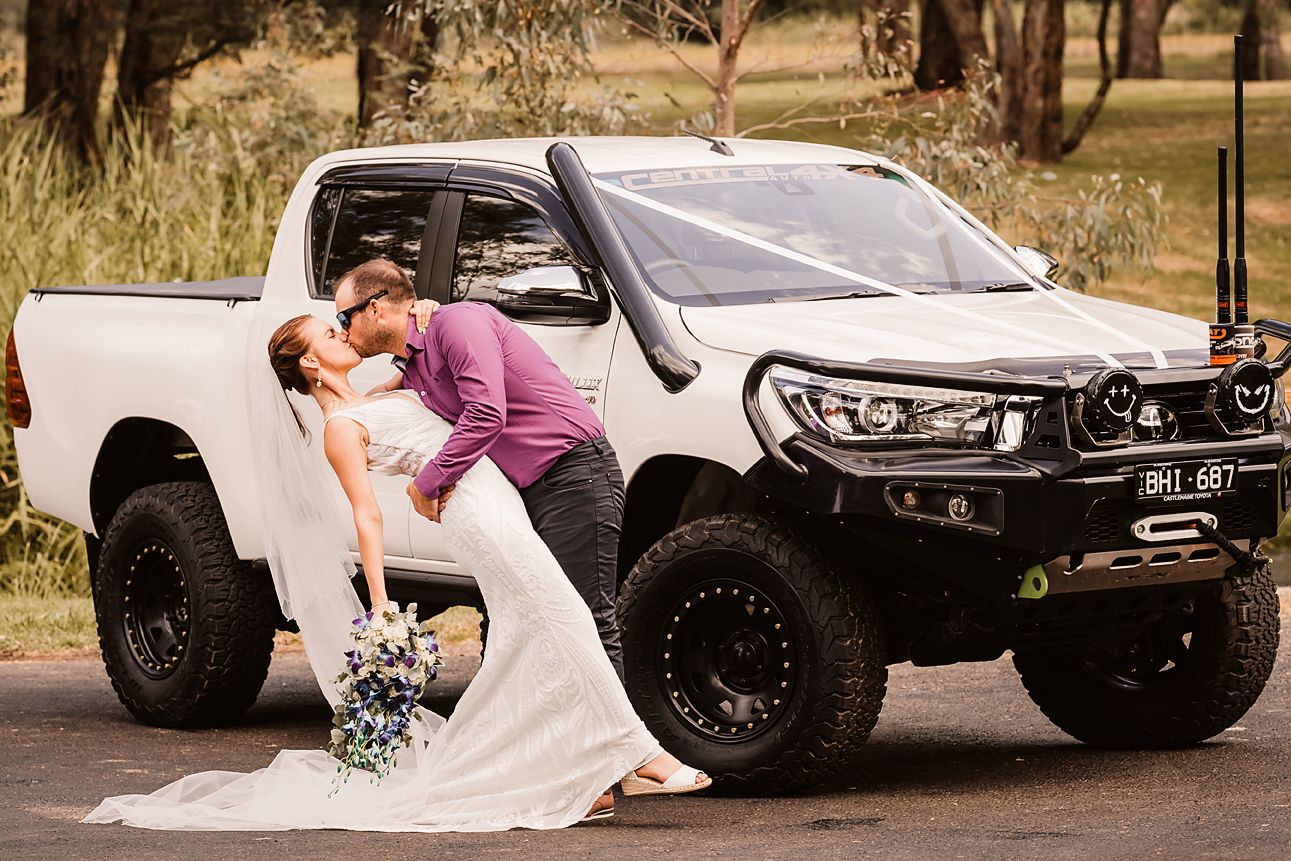 Four connected photos show a romantic outdoor couple's photoshoot with soft natural lighting and intimate poses.