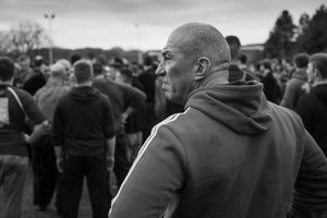 Archive photograph of Uppies and Downies Workington Easter mass football