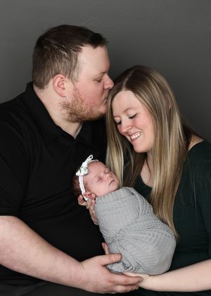 Progressive series showing tender family moments against dark background.