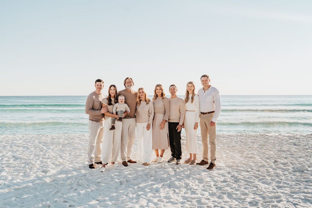 Winter Sunset Extended Family Beach Photo Session Seagrove 30A Florida