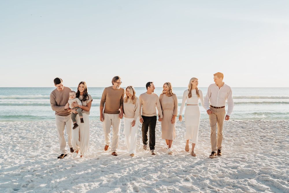 Winter Sunset Extended Family Beach Photo Session Seagrove 30A Florida