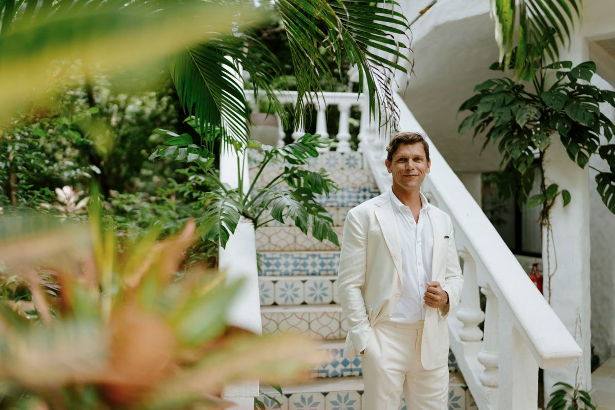 Groom getting ready portraits.