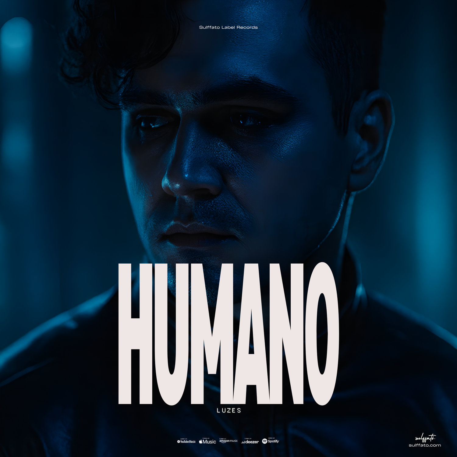 Typography design showing the word 'HUMANO' in white text against a dark blue background.