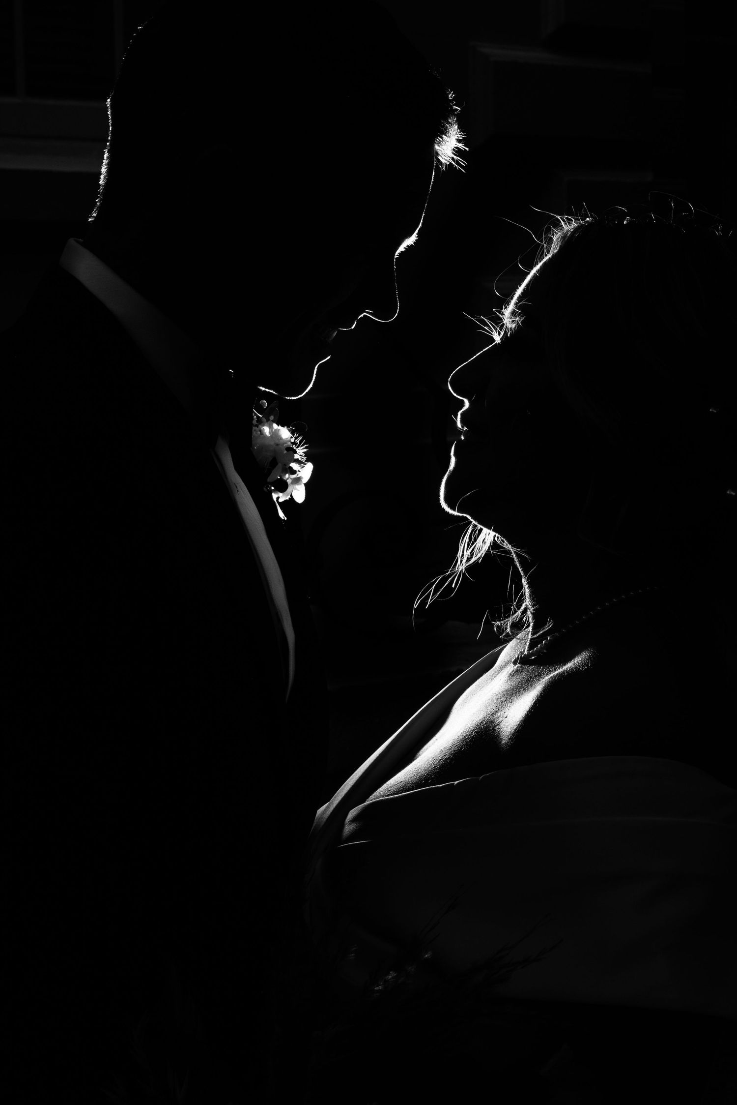 Dramatic silhouette wedding photograph of a bride and groom at Runcorn Town Hall by Cheshire Wedding Photographer Michael Pardoe