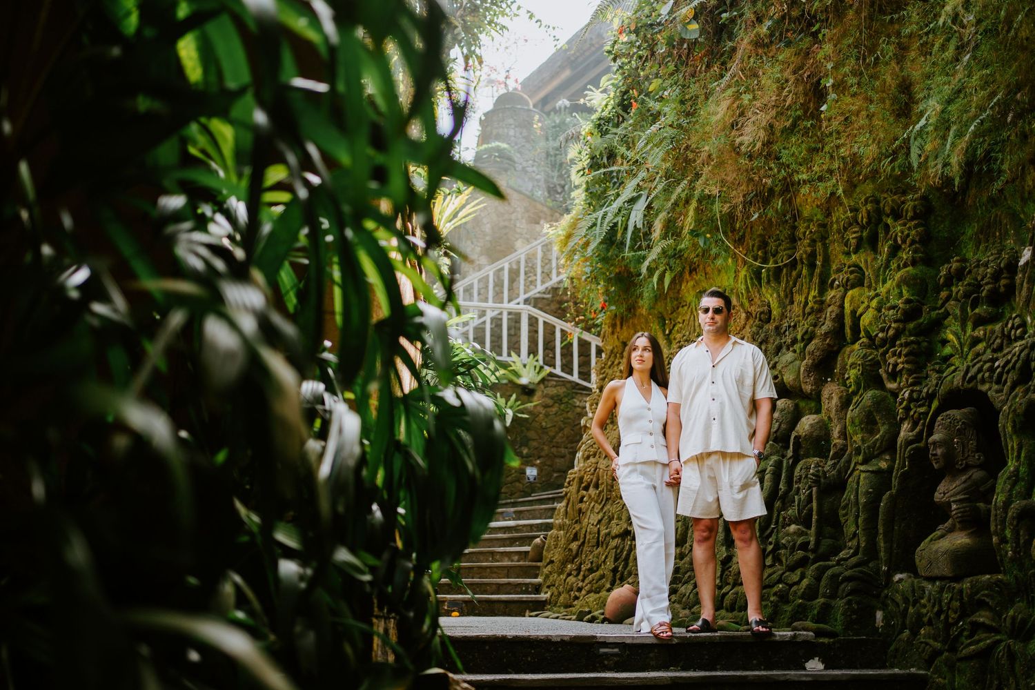 Bali couple photography with views of lush rainforest at Ubud