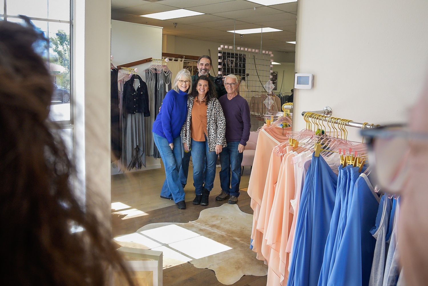 Selfie (I'm in the back row) with wife and dear friends in dress shop mirror. #portraitphotographer #photographer #familyphotographer