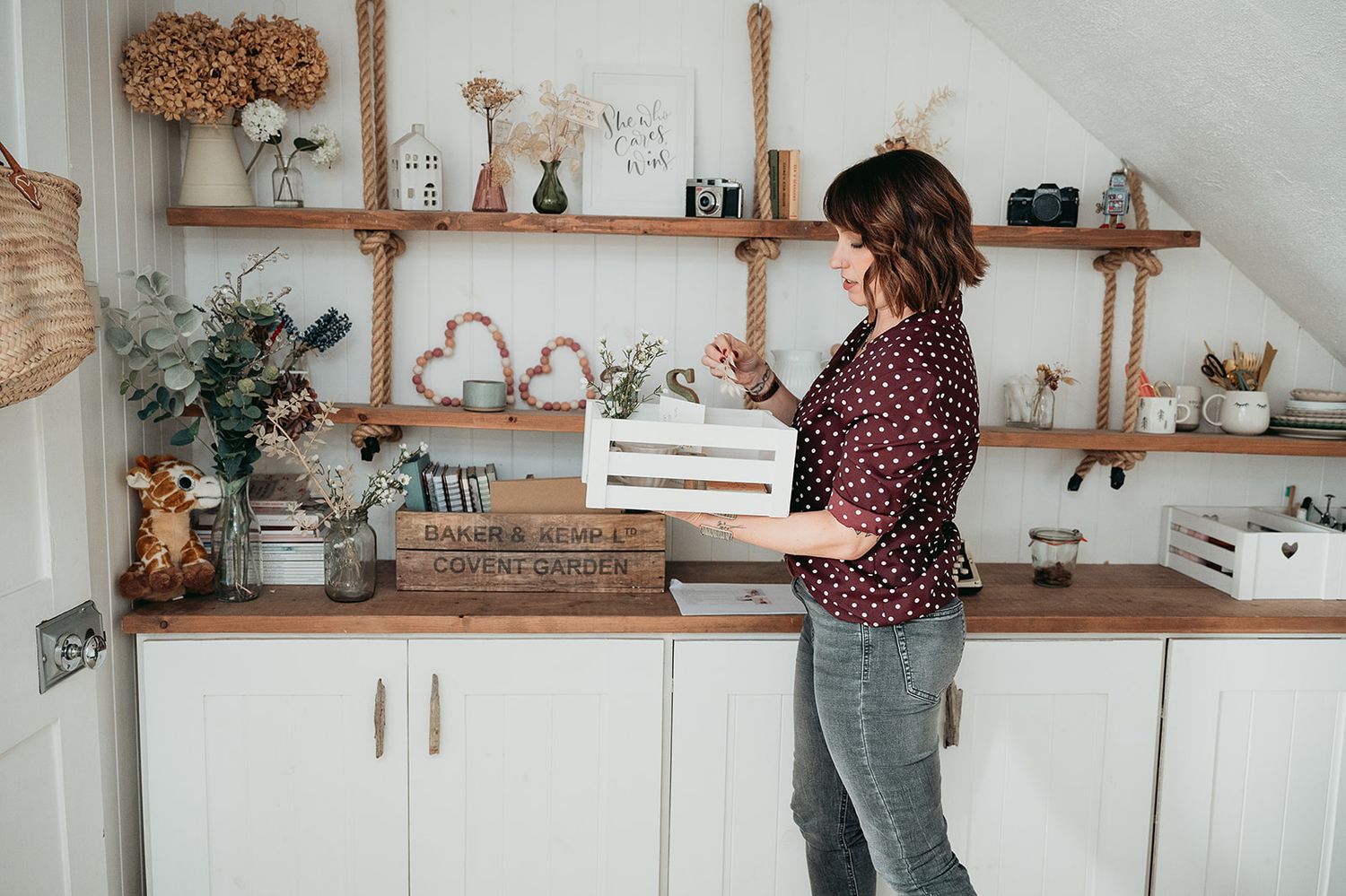 product photographer sourcing props for small brand shoot in studio in Kent