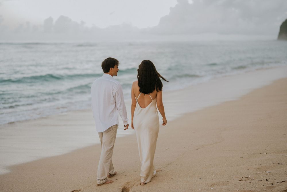 Romantic engagement couple photoshoot at Melasti Beach, Bali.