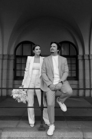 City Elopement Cape Town. Black & White Photo. Bride in Suit. Urban. Cape Town South African Wedding Photographer Documentary Editorial