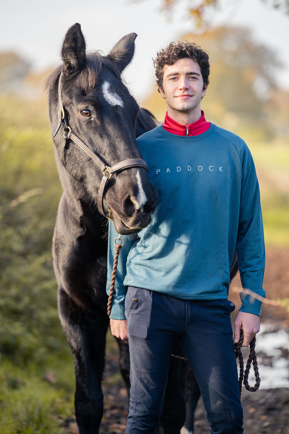 Bruce Herbelin-Earle who plays Marcus on the Netflix show Free Rein doing an equestrian photoshoot for Paddock Apparel