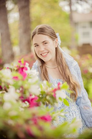 spring photoshoot with flowers