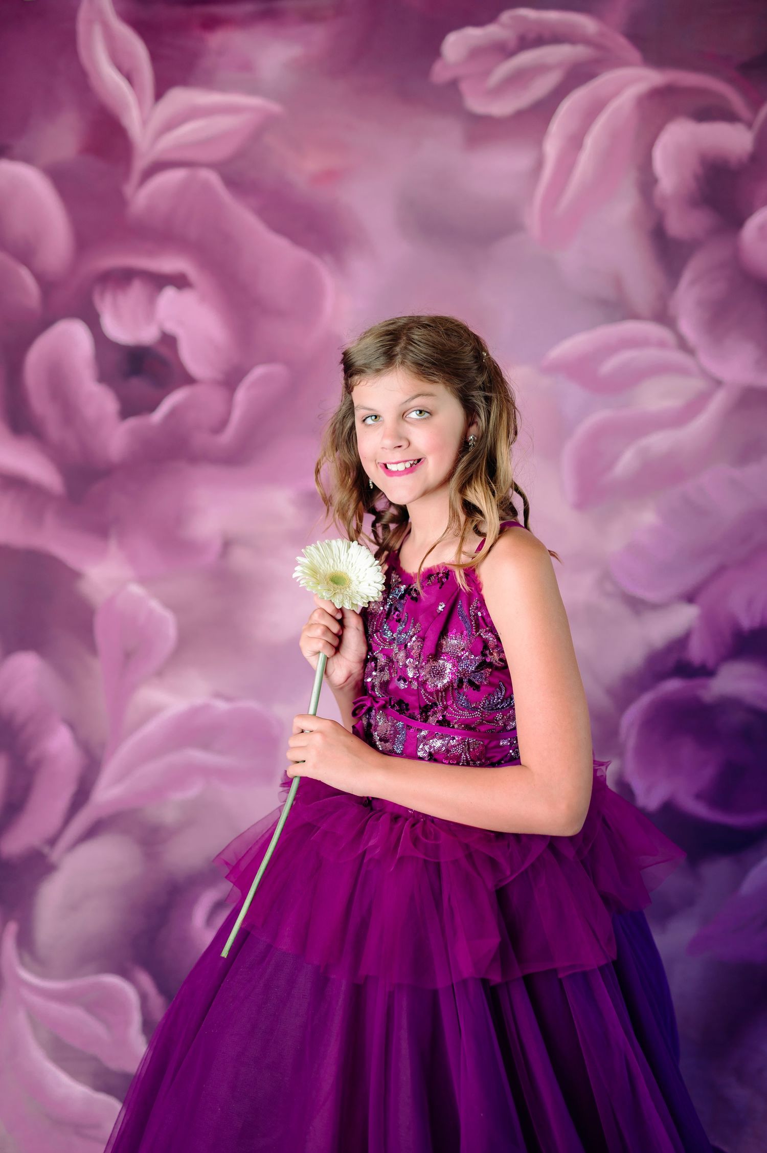 Dream dress session floral dazzling merlot purple white flower couture session fancy