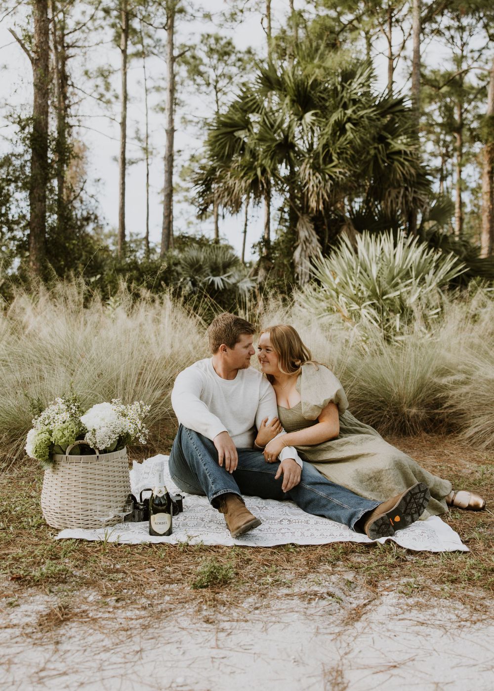 Woodsy, golden hour engagement photos at a nature trail in West Palm Beach, Florida captured by Lindsay McDow Photography