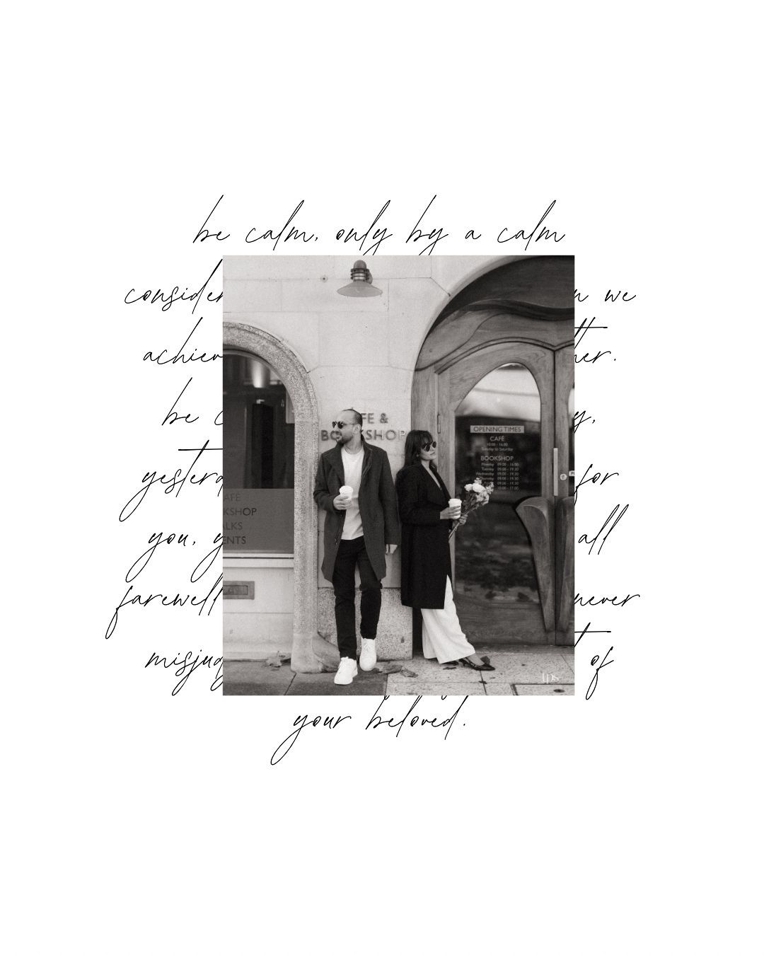 Black & white artistic wedding portraits with handwritten text overlays, creatively captured by professional wedding photographer in Mumbai