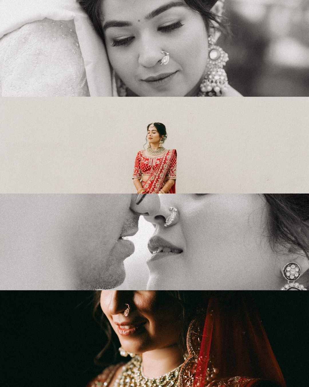 Stunning black & white Indian bridal portraits capturing intimate moments, shot by a trusted wedding photographer near me in Mumbai.