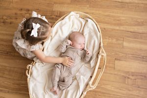 sibling photo with toddler and newborn. Kendall Kuss Photography Watertown WI