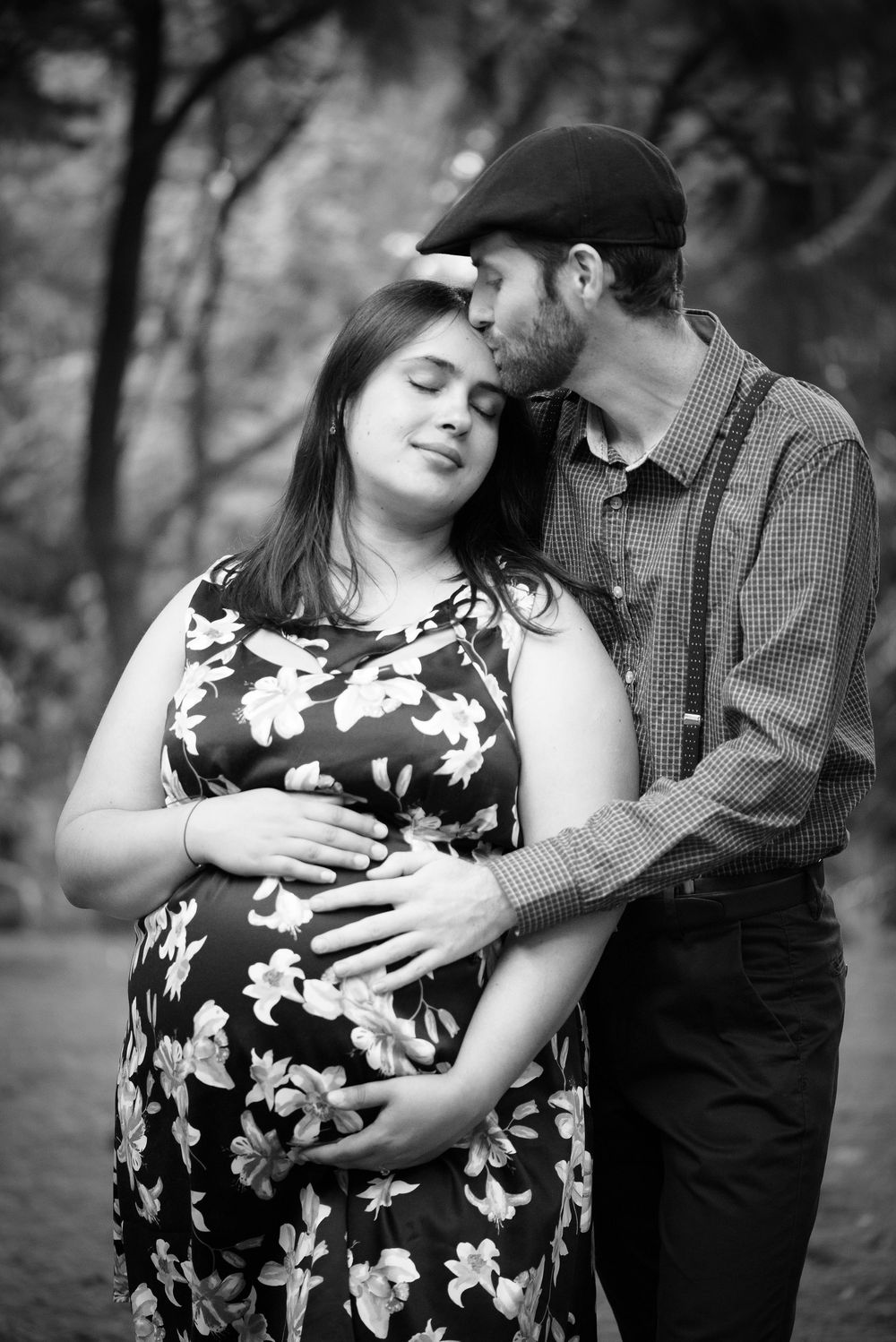 Black and white portrait of pregnant woman and the father - Kelly Chapman Photographer Perth