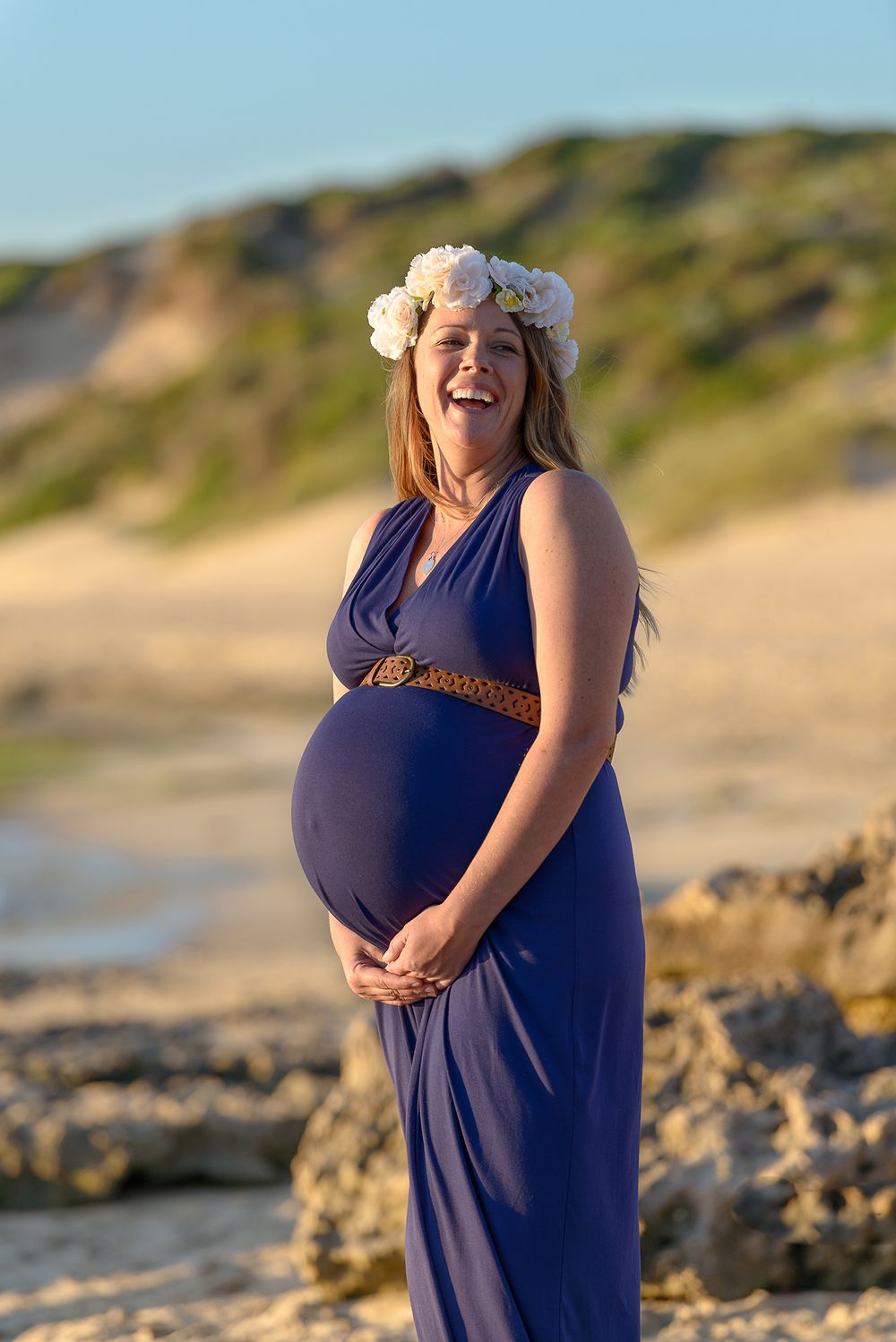 Beautiful pregnant woman laughing - Kelly Chapman Photographer Perth