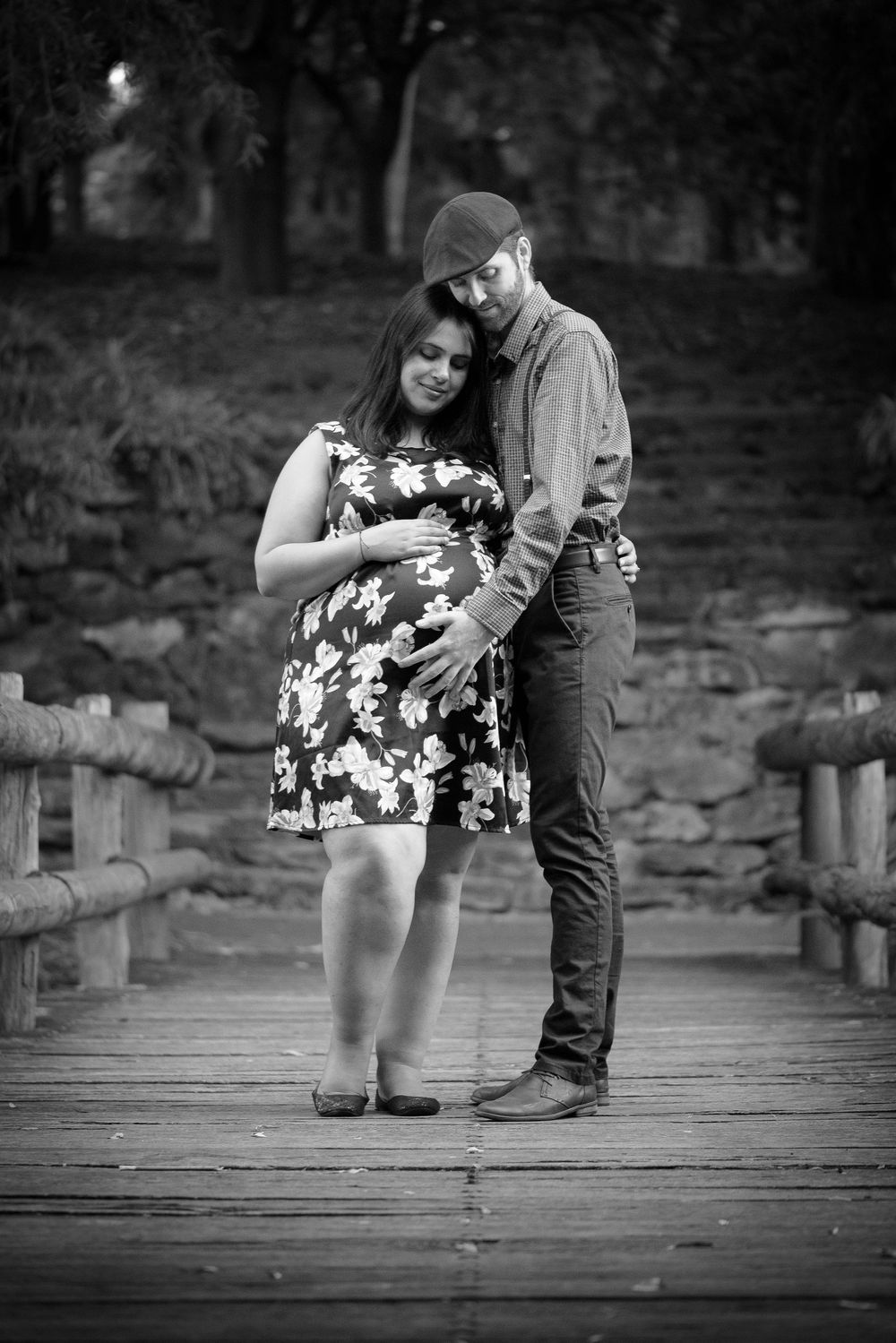 Black and white portrait of young couple expecting a baby - Kelly Chapman Photographer Perth