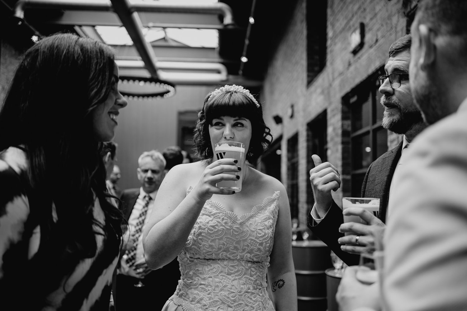 Newcastle upon Tyne Wedding Photographer. Candid relaxed portraits with Fujifilm colours. Wylam Brewery wedding photos