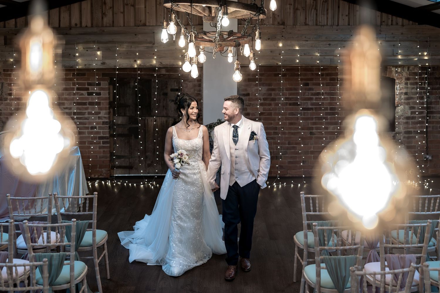 Couple laughing during a relaxed wedding portraits