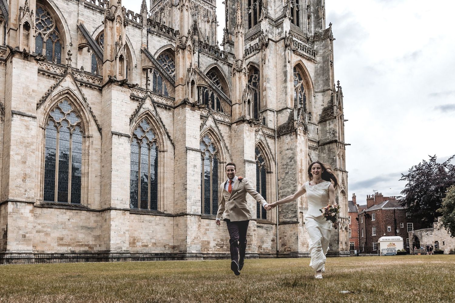 Couple enjoying a fun relaxed engagement shoot outdoors in York