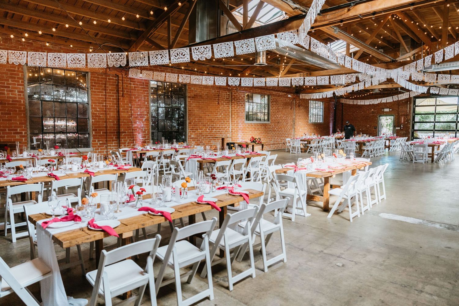 Wide view of the Seventh Place reception room prepared before guests arrived.