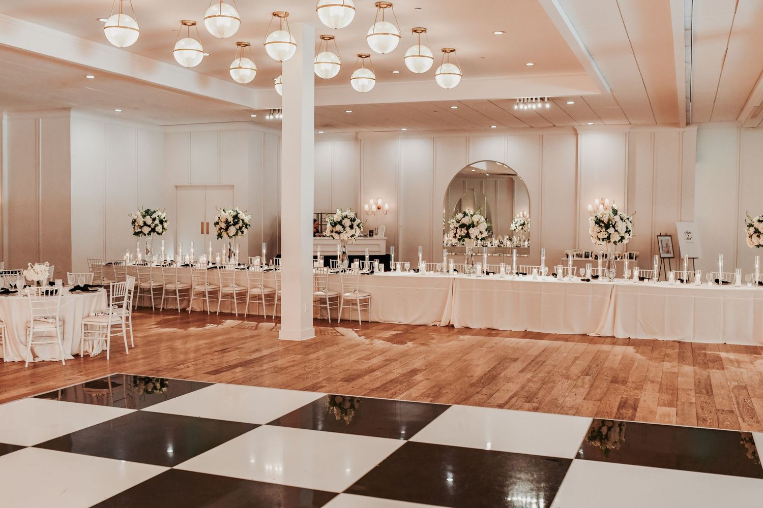 Elegant reception tables photographed before Nicole and Payton’s guests arrived