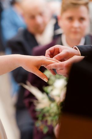Close-up of a wedding ring exchange ceremony at Boyne Hill House Estate, Co.Meath
