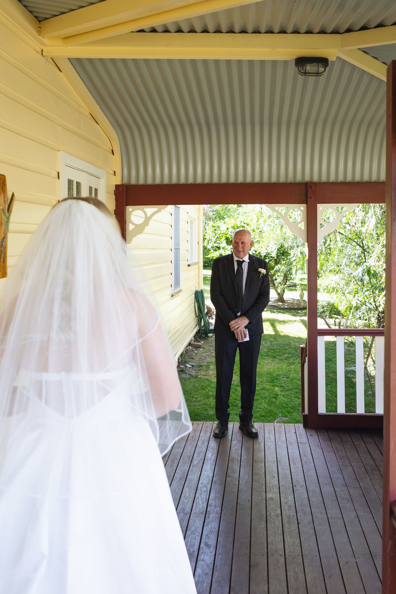 First look with father at Dungog wedding in Hunter Valley NSW