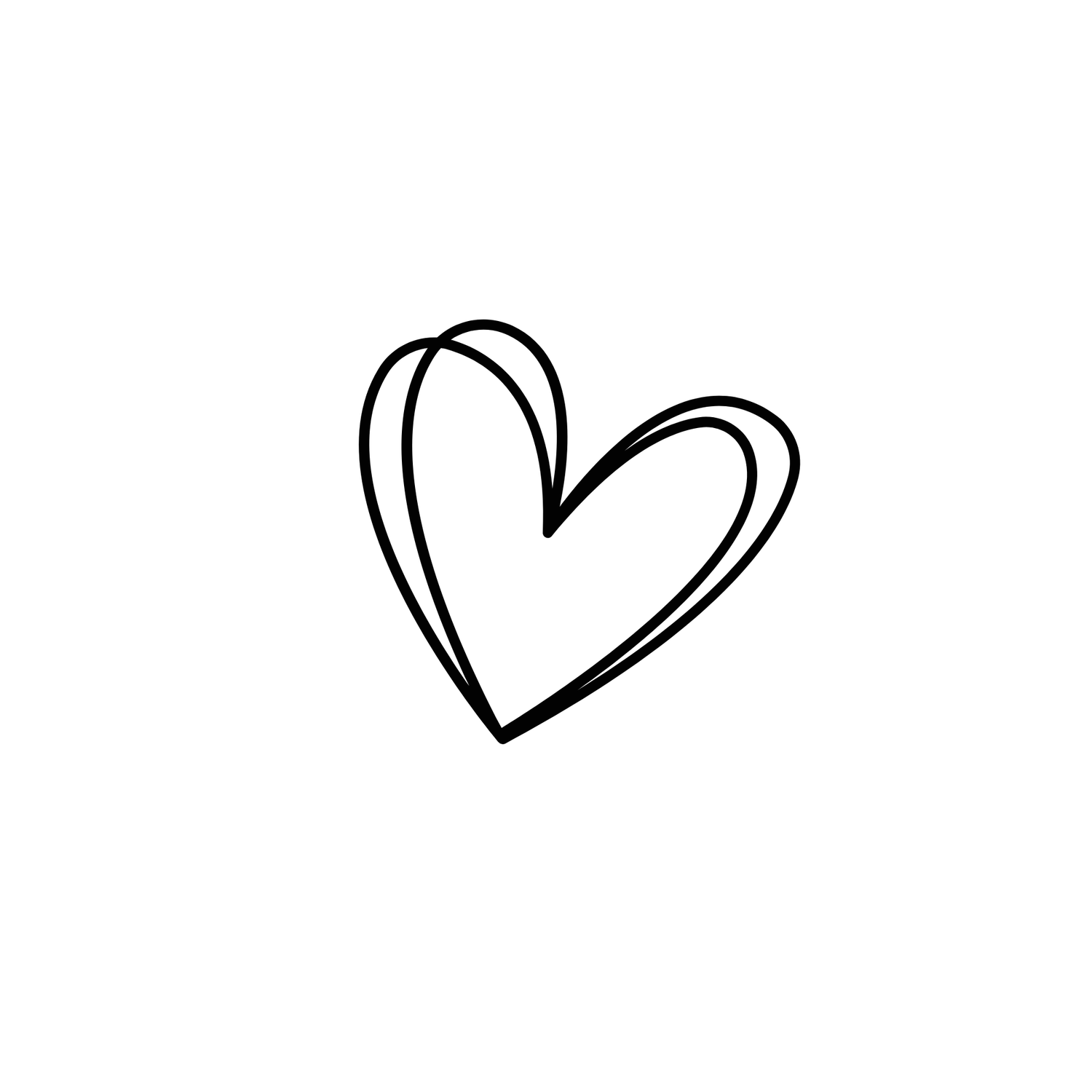 Simple black outline heart illustration on white background, perfect for wedding or Valentine's Day designs.
