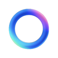 A circular gradient ring logo icon with blue, purple, and pink hues on a white rounded square background.