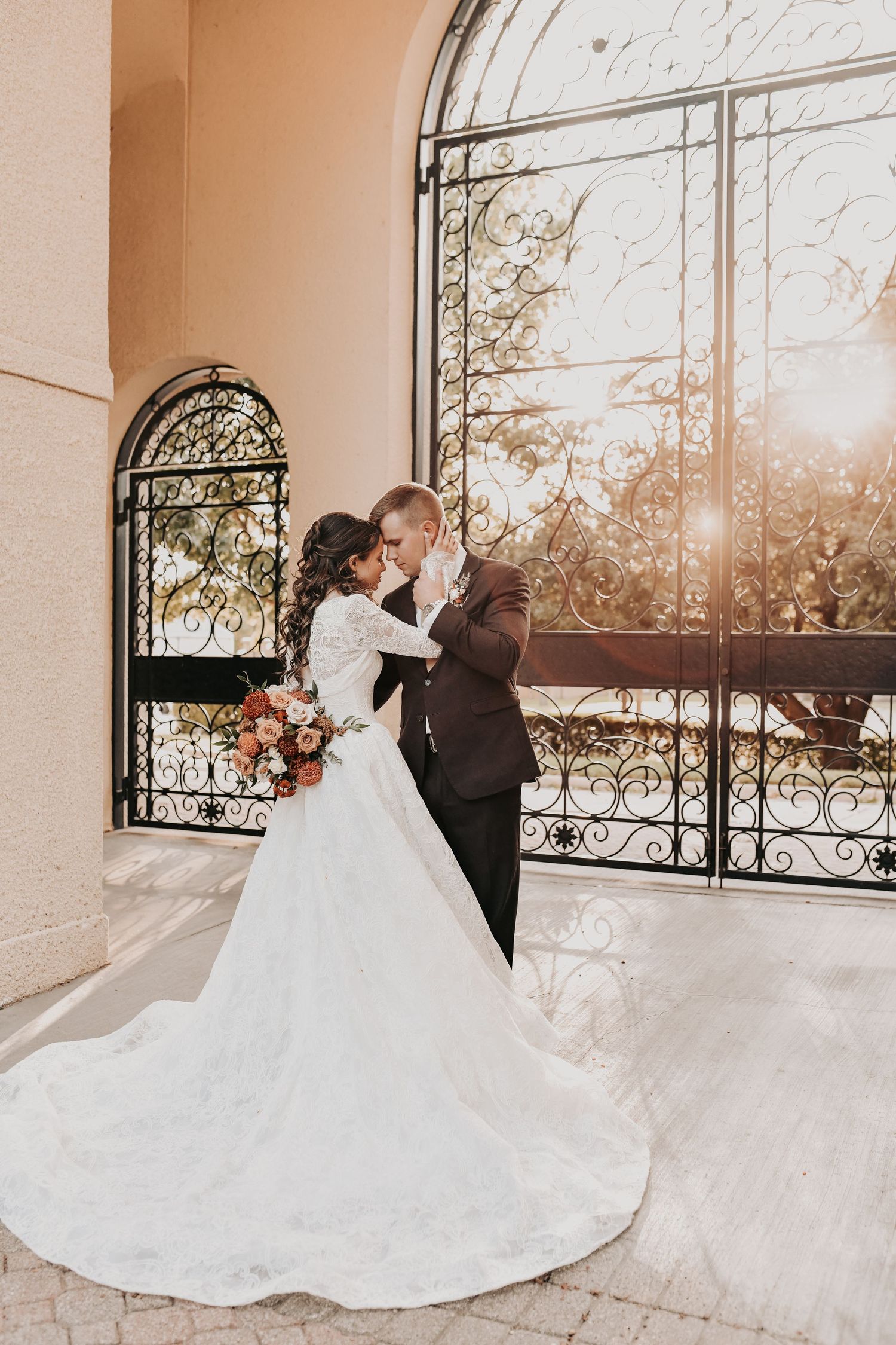 Formal wedding photography outside St Ann Catholic Parish