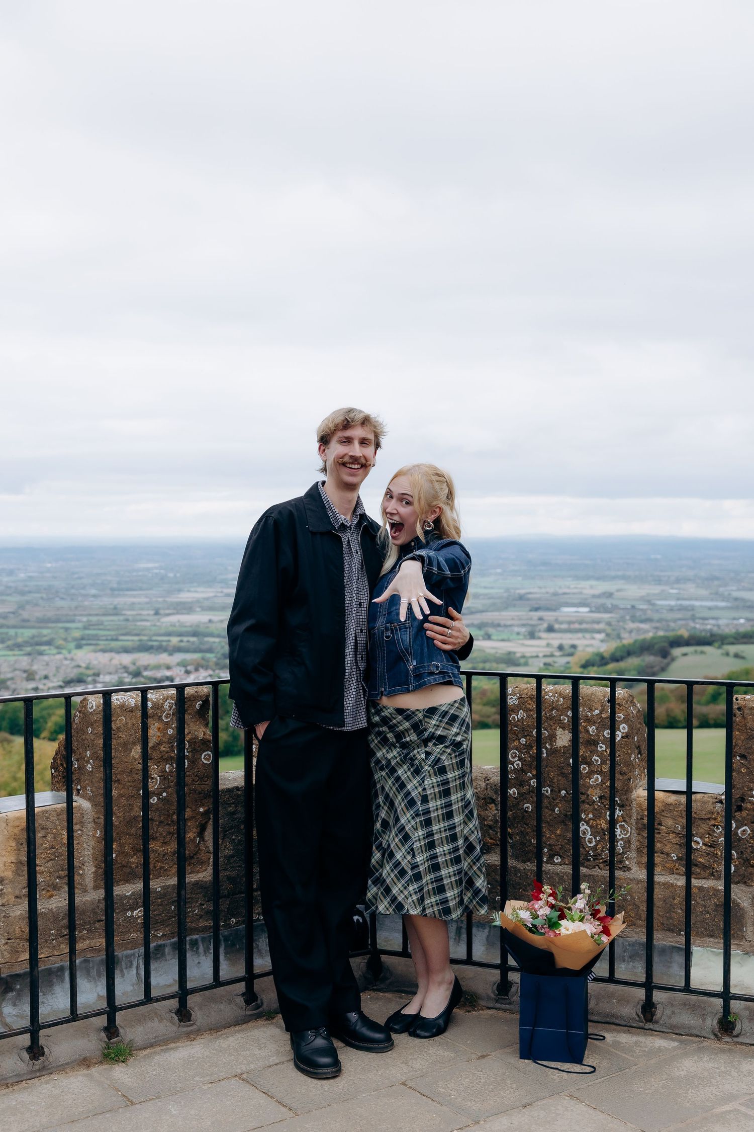 Surprise proposal at the top of Broadway Tower.