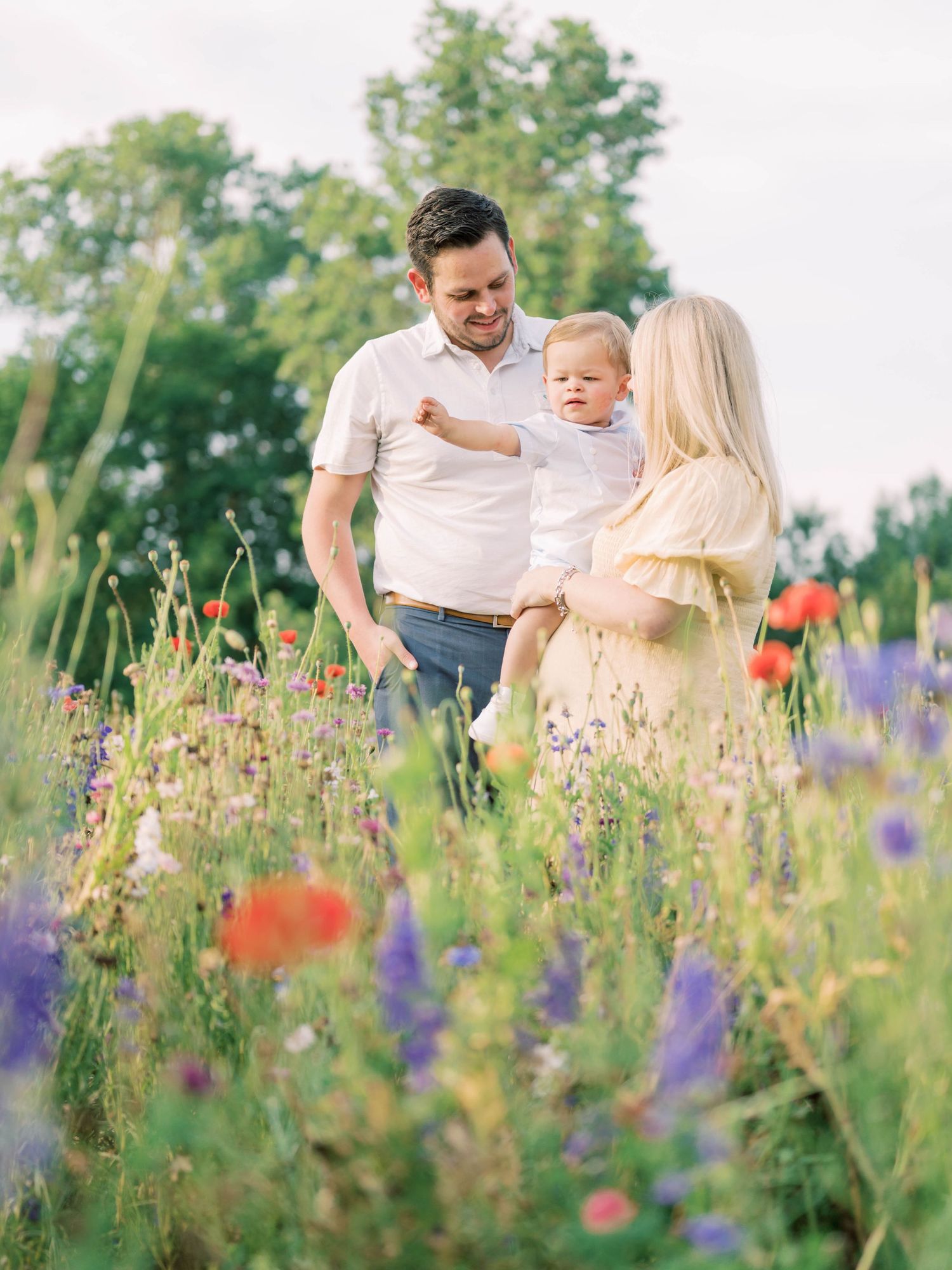 wildflower petite of an expecting mom with her husband and toddler boy