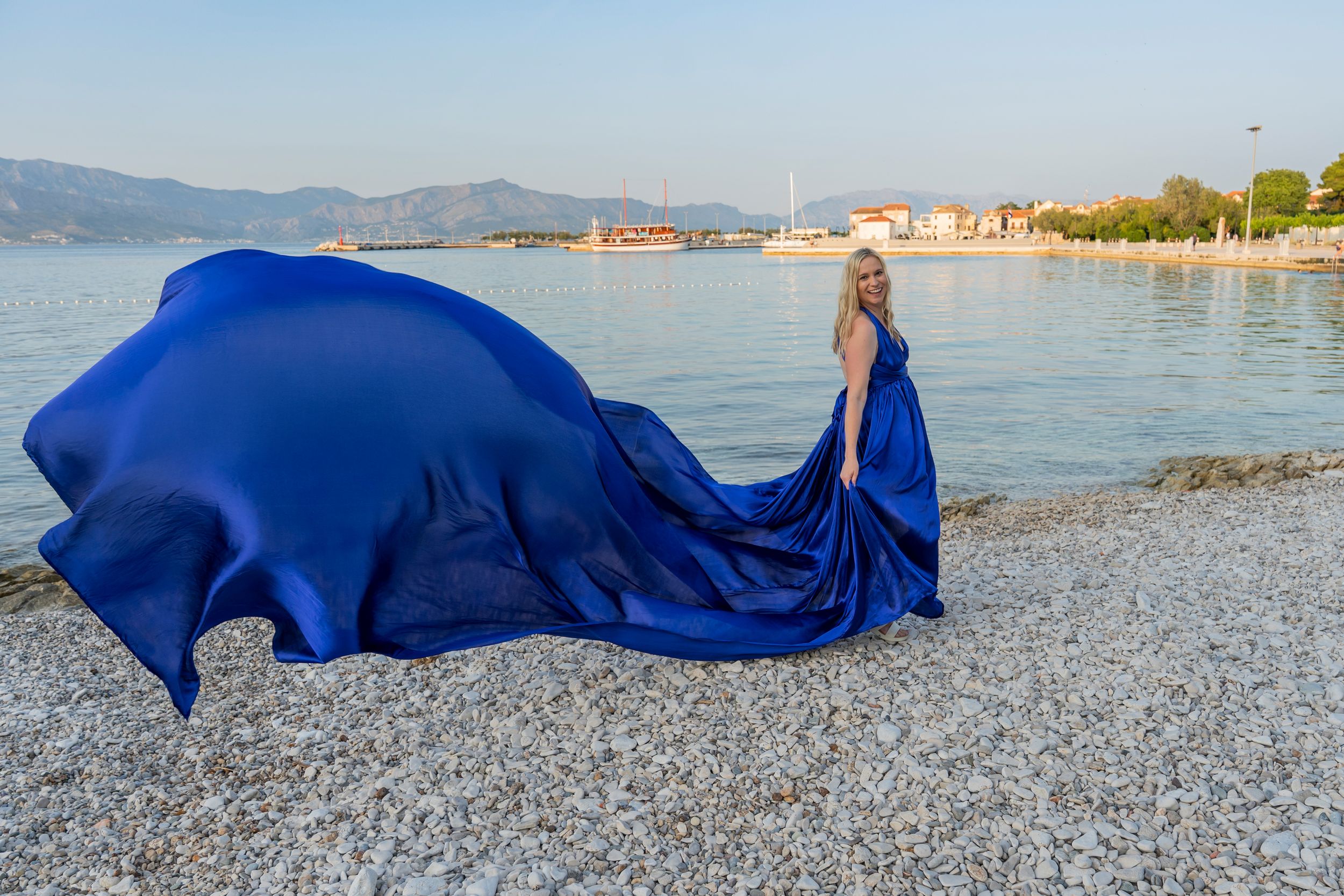 blue flying dress Flying Dress Barbados Photoshoot