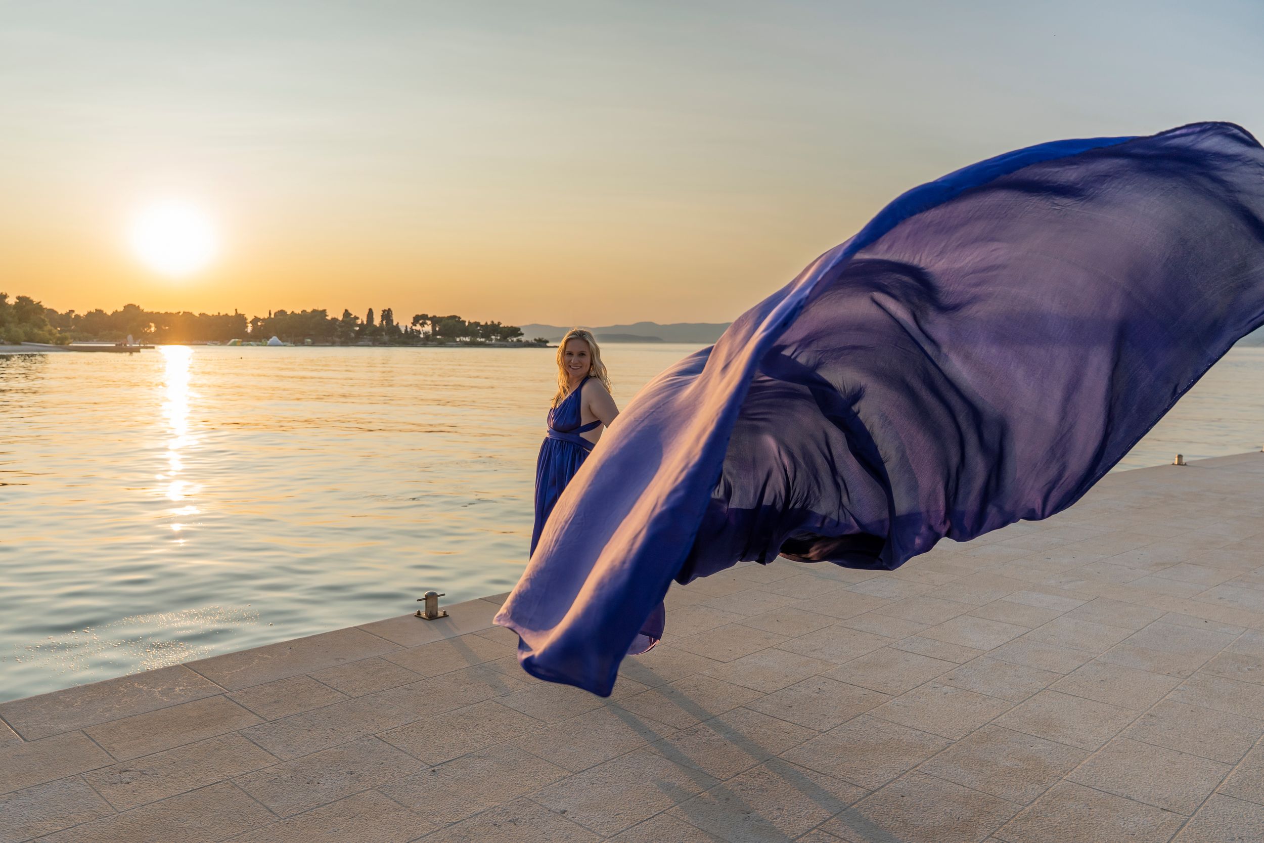 blue flying dress Blue Flying Dress - Photoshoot Gown With Long Flowy Train | Lansy Electric Blue / length 197 inch (5 m)