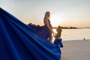 Blue Flying dress Mother and Daughter in Supetar Brac Island Croatia