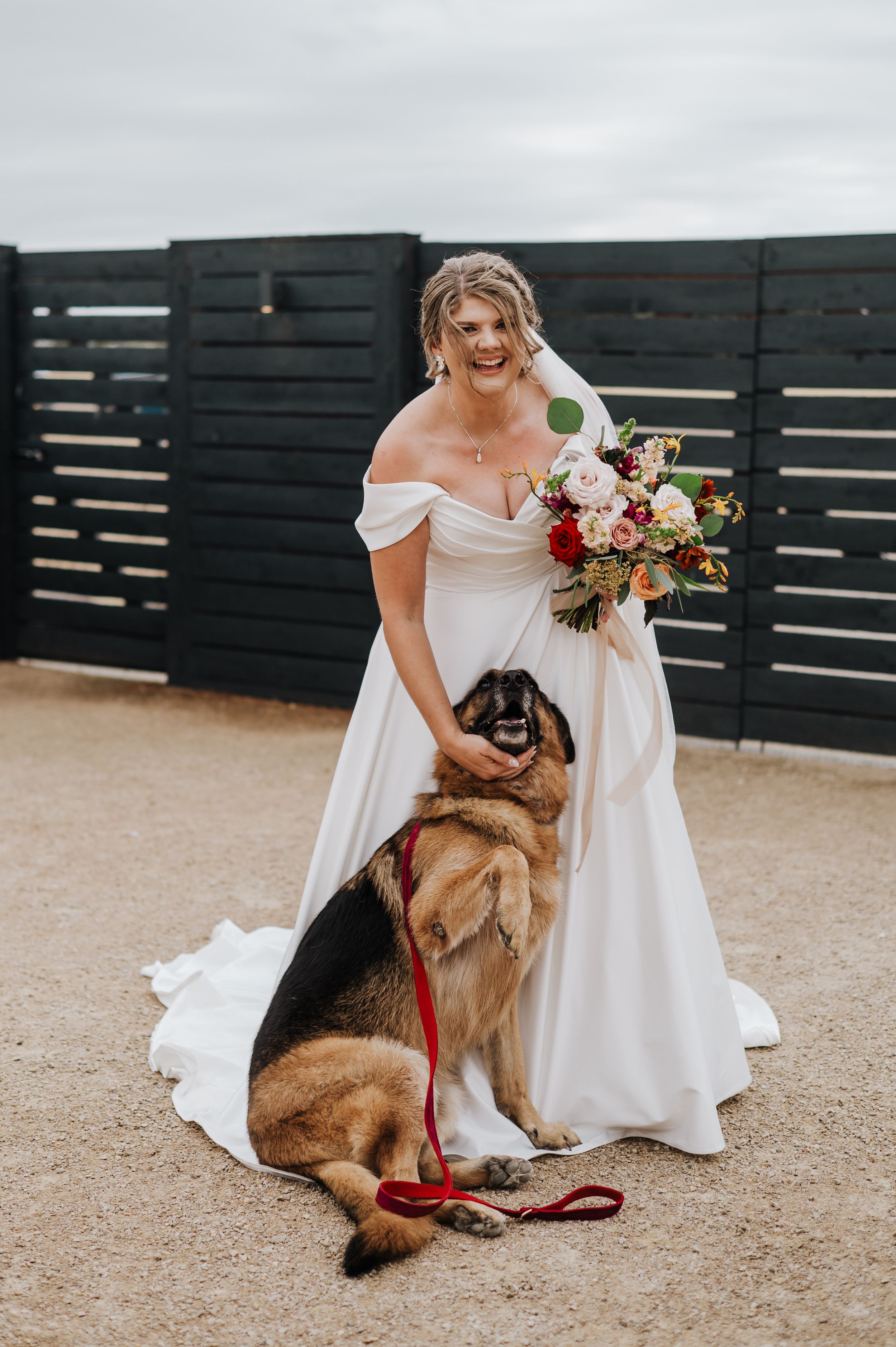 German Shepherd and owner on Norfolk beach