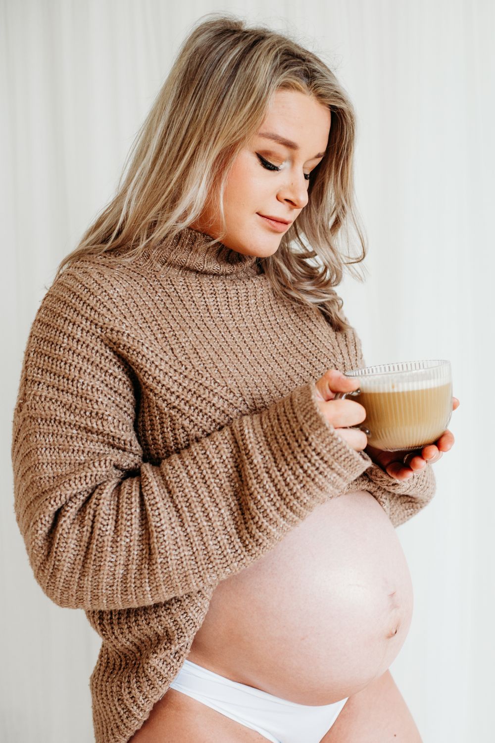 Pregnant mother photographed in Mapperley studio in Nottingham for a candid maternity photoshoot